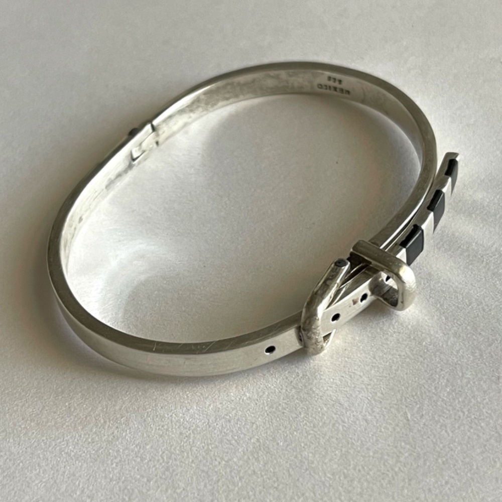 Solid Sterling 925 Silver Hinged Bracelet Handmade in Mexico